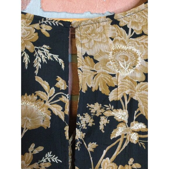 Asos Women's Floral Mini Dress Metallic Witchy Boho Lace Up Brown Black Size 16 - Picture 7 of 9